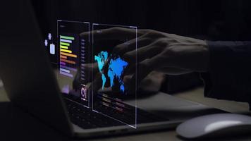 businessman working with business Analytics and Data Management System on computer, online document management and metrics connected to database. Corporate strategy for finance, operations, sales. photo