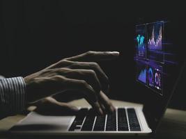 businessman working with business Analytics and Data Management System on computer, online document management and metrics connected to database. Corporate strategy for finance, operations, sales. photo