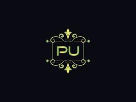 Monogram Pu Luxury Logo, Minimal PU Letter Logo Design vector