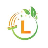 Maid Logo On Letter L Concept With Clean Brush Icon vector