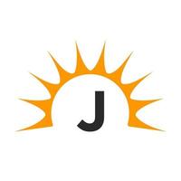 concepto de sol y letra j vector