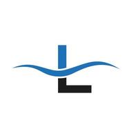 Letter L Logo Sign Design Water Wave Concept vector