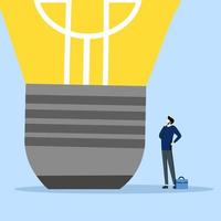 Think big concept, aspiration to win and succeed in business, smart businessman thinking with big idea light bulb, big idea from creativity and imagination to overcome fear concept. vector