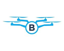 Drone Logo Design On Letter B Concept. Photography Drone Vector Template