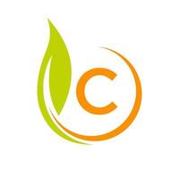 Letter C Eco Logo Concept With Green Leaf Icon vector