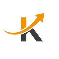 Letter K Finance Logo Concept. Marketing And Financial Business Logo. Financial Logo Template With Marketing Growth Arrow vector