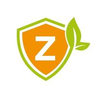 Eco Leaf Agriculture Logo On Letter Z Vector Template. Eco Sign, Agronomy, Wheat Farm, Rural Country Farming, Natural Harvest Concept