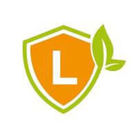 Eco Leaf Agriculture Logo On Letter L Vector Template. Eco Sign, Agronomy, Wheat Farm, Rural Country Farming, Natural Harvest Concept