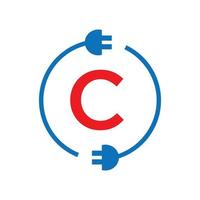 logotipo de la electricidad de la letra c del rayo. eléctrico industrial, signo de potencia cerrojo eléctrico vector