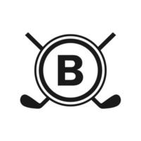 Hockey Logo On Letter B Vector Template. American Ice Hockey Tournament Sport Team Logo