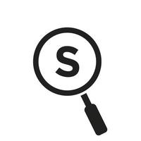 Search Logo On Letter S Vector Template. Magnifying Glass Sign