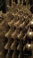 The pattern of gears. Background with metal details. Concept of gears. photo