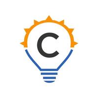 Letter C Light Bulb Vector Template