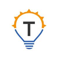 Letter T Light Bulb Vector Template