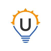 Letter U Light Bulb Vector Template