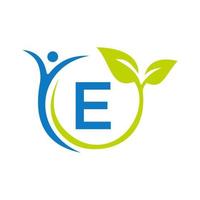 Letter E Health Care Logo Design. Medical Logo Template.  Fitness and Human Health Logo vector