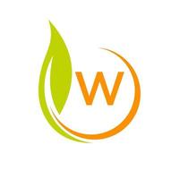 Letter W Eco Logo Concept With Green Leaf Icon vector
