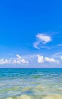 Tropical caribbean beach clear turquoise water Playa del Carmen Mexico. photo
