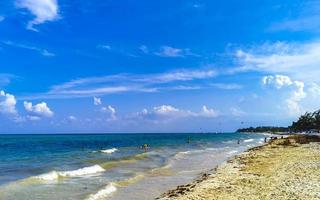 Tropical caribbean beach clear turquoise water Playa del Carmen Mexico. photo