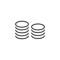 Stack of Coins Isolated Line icon. Vector sign drawn with black thin line. Editable stroke. Perfect for UI, apps, web sites, books, articles