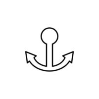 Anchor Line Icon For UI. Vector sign drawn with black thin line. Editable stroke. Perfect for UI, apps, web sites, books, articles