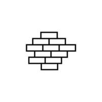 Brick Wall Editable Stroke. Vector sign drawn with black thin line. Perfect for UI, apps, web sites, books, articles