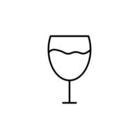 Glass of Vine Line Icon. Vector sign drawn with black thin line. Editable stroke. Perfect for UI, apps, web sites, books, articles