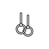 Gymnastic Rings Line Isolated Icon. Vector sign drawn with black thin line. Editable stroke. Perfect for UI, apps, web sites, books, articles