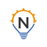 Letter N Light Bulb Vector Template