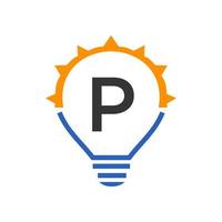 Letter P Light Bulb Vector Template