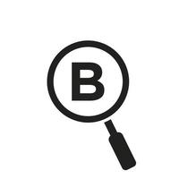 Search Logo On Letter B Vector Template. Magnifying Glass Sign