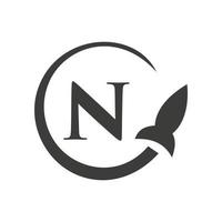 plantilla de vector de logotipo de viaje de letra n