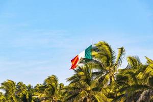 Mexican green white red flag in Zicatela Puerto Escondido Mexico. photo