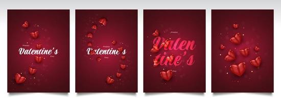 diseño de tarjeta o póster del día de san valentín con ilustración de corazón rojo 3d. tipografía feliz día de san valentín vector