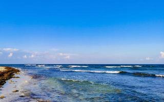 Tropical caribbean beach clear turquoise water Playa del Carmen Mexico. photo