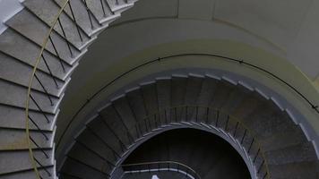 vintage spiral staircase panorama up, classical architecture interior video