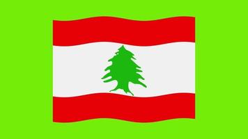 Lebanon flag waving on green screen background video