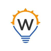 Letter W Light Bulb Vector Template