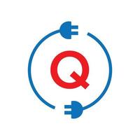 Thunder Bolt Letter Q Electricity Logo. Electric Industrial, Power Sign Electric Bolt vector