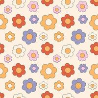 Trendy groovy floral daisy pattern. 70s 60s aesthetics. Vintage vector. vector
