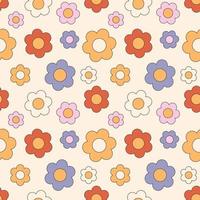 Trendy groovy floral daisy pattern. 70s 60s aesthetics. Vintage vector. vector