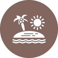 Sunset On Beach Glyph Circle Background Icon vector