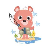 ilustración plana de oso lindo adecuada para el diseño de niños vector