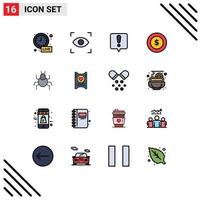 Modern Set of 16 Flat Color Filled Lines and symbols such as ticket virus error message nature global Editable Creative Vector Design Elements