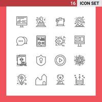 Set of 16 Vector Outlines on Grid for chat percent cooker location center Editable Vector Design Elements