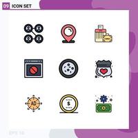 9 Thematic Vector Filledline Flat Colors and Editable Symbols of biology website bag web stop Editable Vector Design Elements