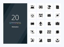 20 Motivation Solid Glyph icon for presentation vector