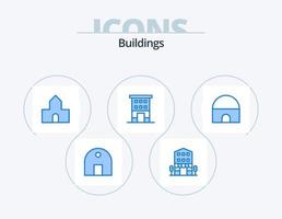 edificios icono azul paquete 5 diseño de iconos. frente de la tienda. edificios frente de la tienda. edificio. capilla vector