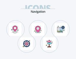 paquete de iconos llenos de línea de navegación 5 diseño de iconos. navegación. Brújula. mapa. GPS. determinar con precisión vector