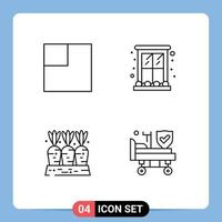 Pack of 4 Modern Filledline Flat Colors Signs and Symbols for Web Print Media such as layout farm exterior house vegetable Editable Vector Design Elements